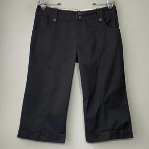 Black Low Rise Gaucho Pants Juniors Size 7 Capris Skimmers 90s Y2K Straight Leg